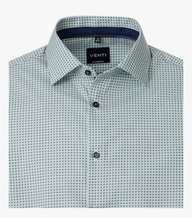 Camasa bumbac barbati VENTI ModernFit verde cerculete [2]