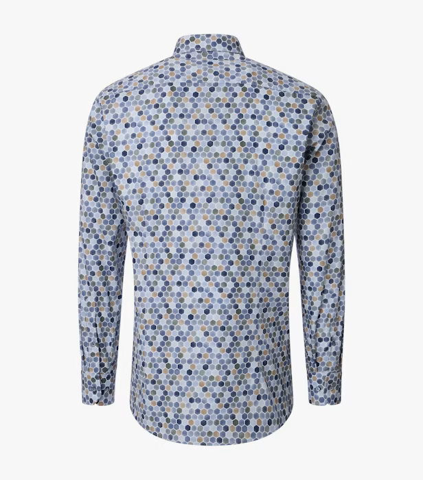 Camasa bumbac barbati VENTI ModernFit albastru hexagoane [3]