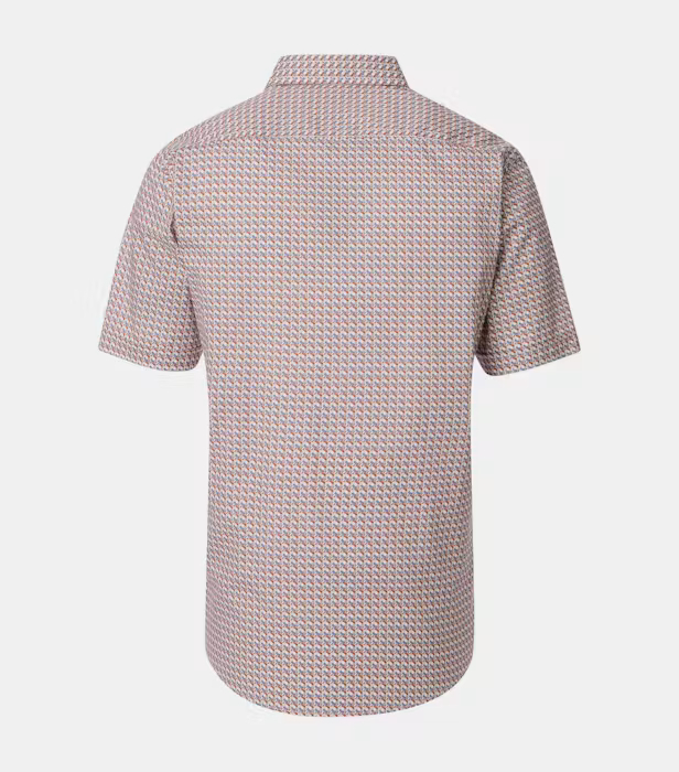 Camasa maneca scurta bumbac barbati CASA MODA ComfortFit portocaliu geometric [2]