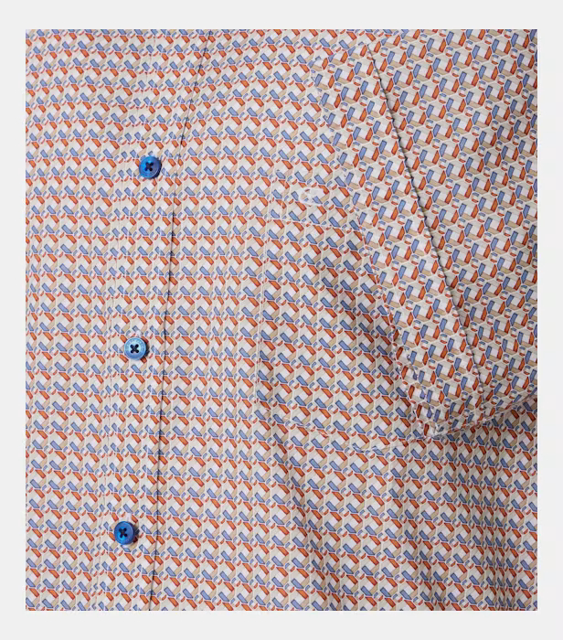 Camasa maneca scurta bumbac barbati CASA MODA ComfortFit portocaliu geometric [4]