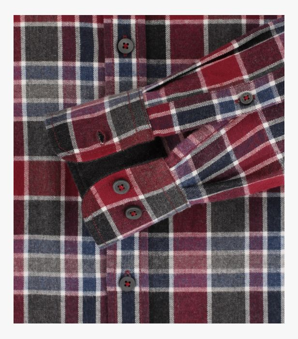 Camasa flanela barbati CASA MODA CasualFit carouri antracit/rosu [4]