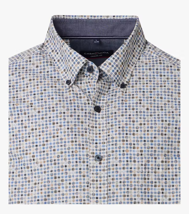Camasa bumbac barbati CASA MODA CasualFit cerculete bej/albastru [3]