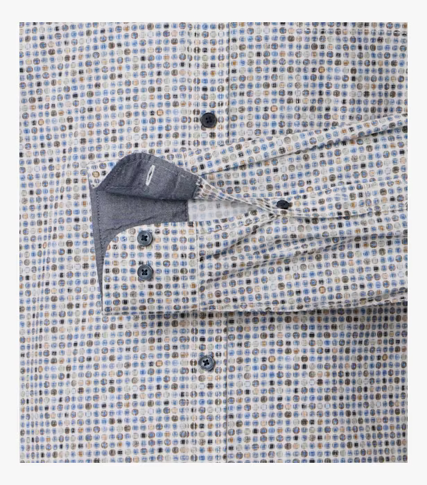 Camasa bumbac barbati CASA MODA CasualFit cerculete bej/albastru [4]