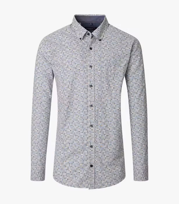 Camasa bumbac barbati CASA MODA CasualFit cerculete bej/albastru [1]