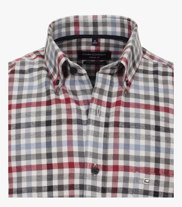 Camasa bumbac barbati CASA MODA CasualFit patratele rosu/verde/bleu [2]