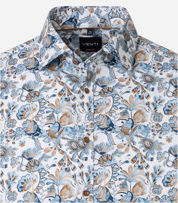 Camasa bumbac barbati VENTI BodyFit albastru floral [3]