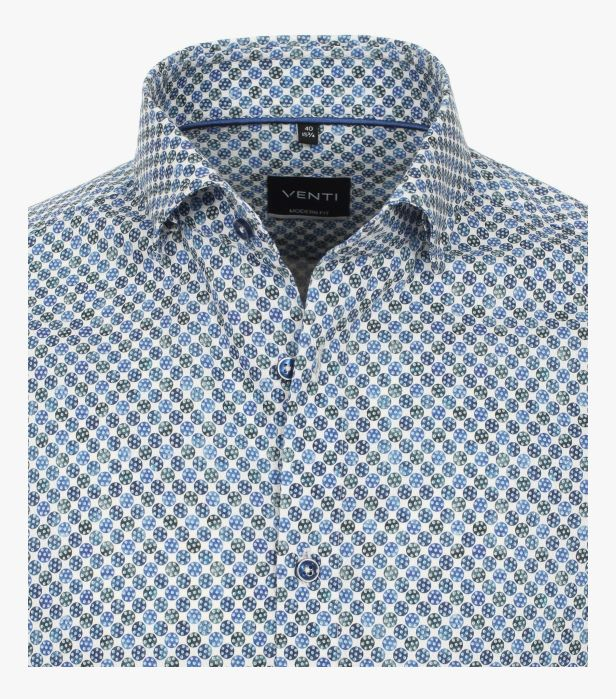 Camasa bumbac barbati VENTI ModernFit print albastru cerculete [3]