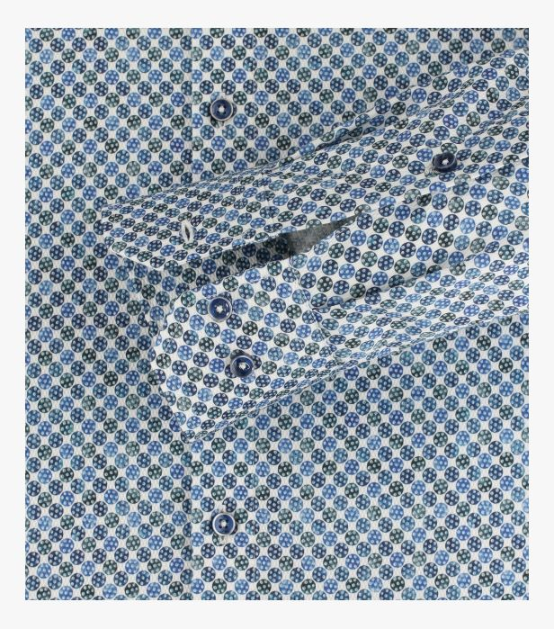 Camasa bumbac barbati VENTI ModernFit print albastru cerculete [4]