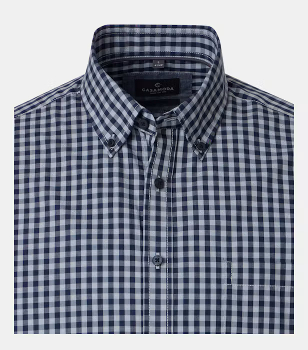 Camasa bumbac dobby barbati CASA MODA CasualFit albastru patratele [3]