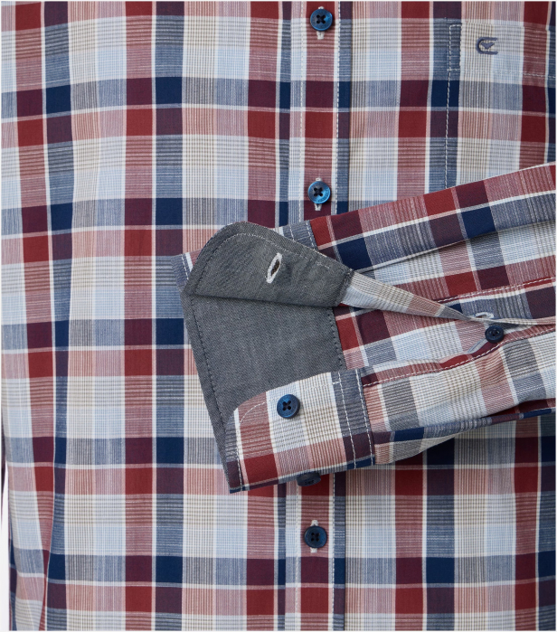 Camasa bumbac barbati CASA MODA CasualFit carouri bleumarin/visiniu [4]