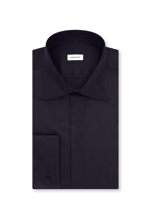 Camasa ceremonie bumbac satinat barbati SEIDENSTICKER 850274 slim negru [2]