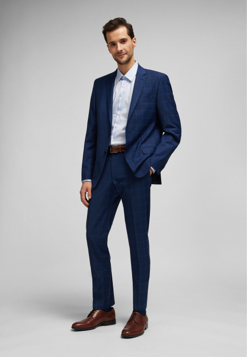 Camasa bumbac structurat oxford barbati HECHTER Modern bleu [4]