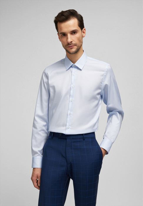Camasa bumbac structurat oxford barbati HECHTER Modern bleu [6]