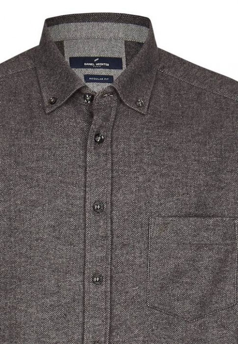Camasa flanel bumbac DANIEL HECHTER Regular Fit gri print [3]
