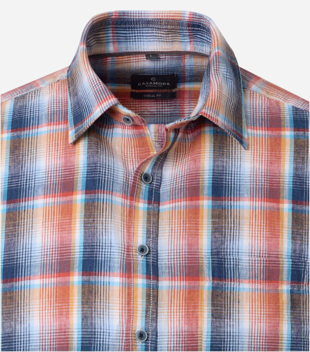 Camasa maneca scurta in/bumbac barbati CASA MODA CasualFit portocaliu carouri [3]