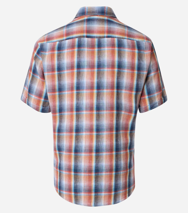 Camasa maneca scurta in/bumbac barbati CASA MODA CasualFit portocaliu carouri [2]