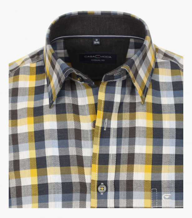 Camasa bumbac flanel CASA MODA CasualFit galben/albastru carouri [3]