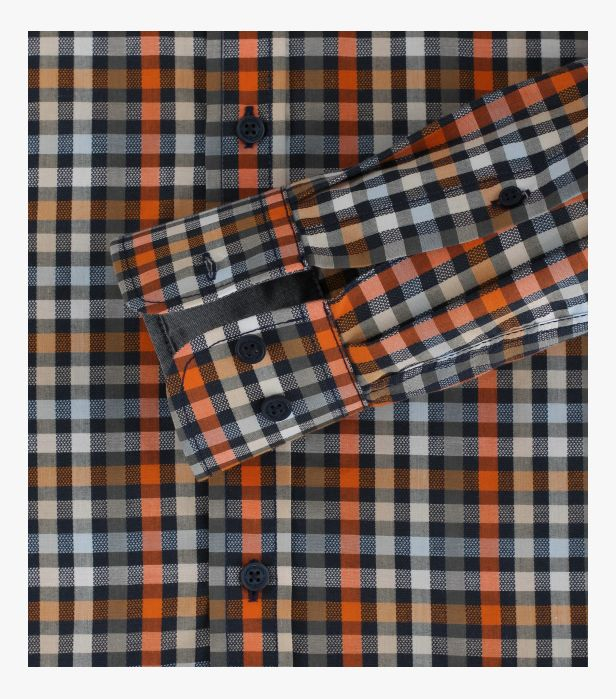 Camasa bumbac barbati CASA MODA CasualFit portocaliu carouri [4]