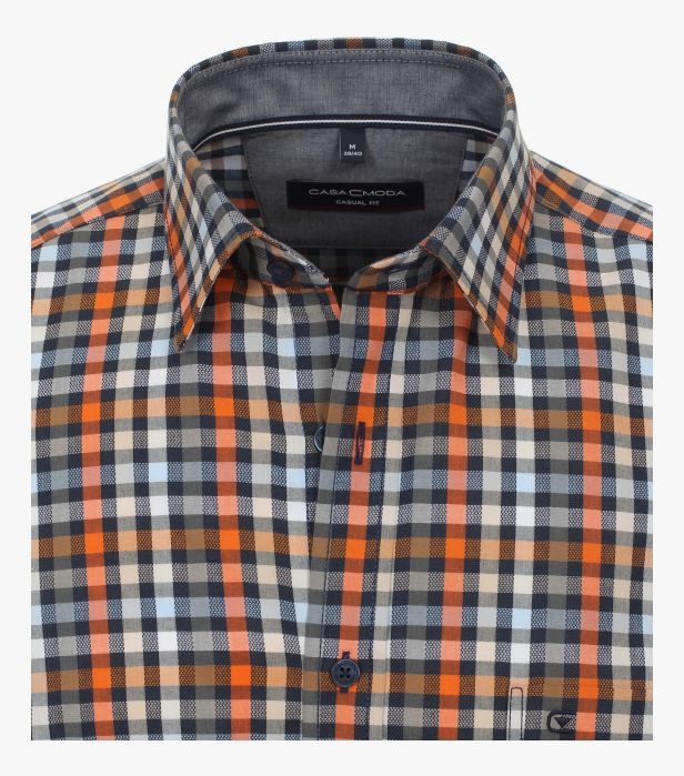 Camasa bumbac barbati CASA MODA CasualFit portocaliu carouri [3]