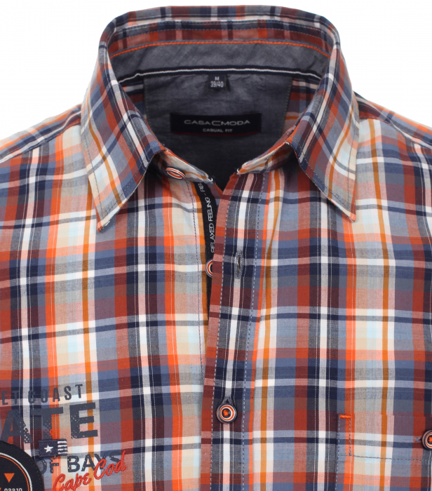Camasa bumbac barbati CASA MODA Capr Cod CasualFit portocaliu carouri [3]