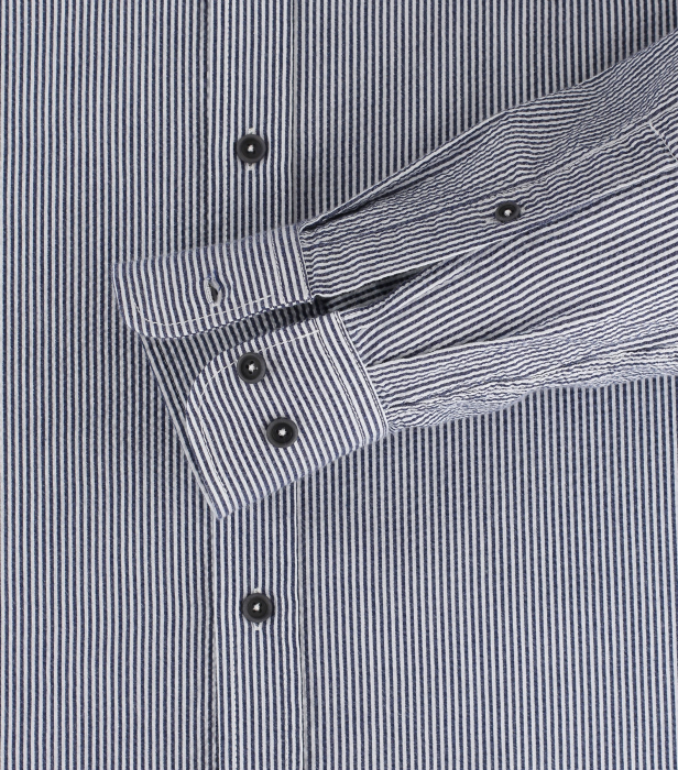 Camasa bumbac barbati CASA MODA CasualFit albastru dungulite [4]