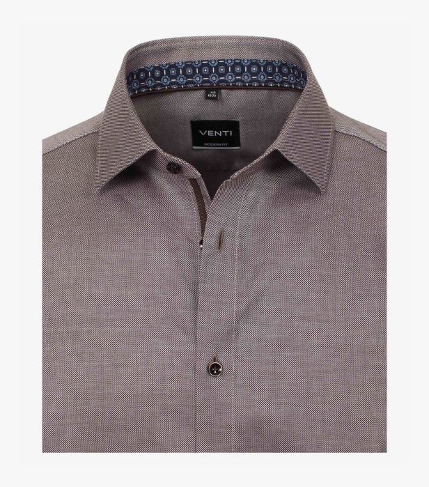 Camasa maneca lunga barbati VENTI uni Modern Fit maro [3]