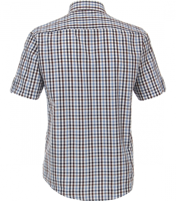 Camasa maneca scurta bumbac barbati CASA MODA CasualFit "Sunshine State" carouri bleu/maro [4]