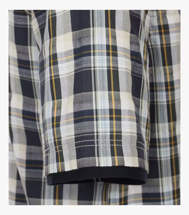 Camasa maneca scurta bumbac CASA MODA barbati Casual carouri bleumarin [3]