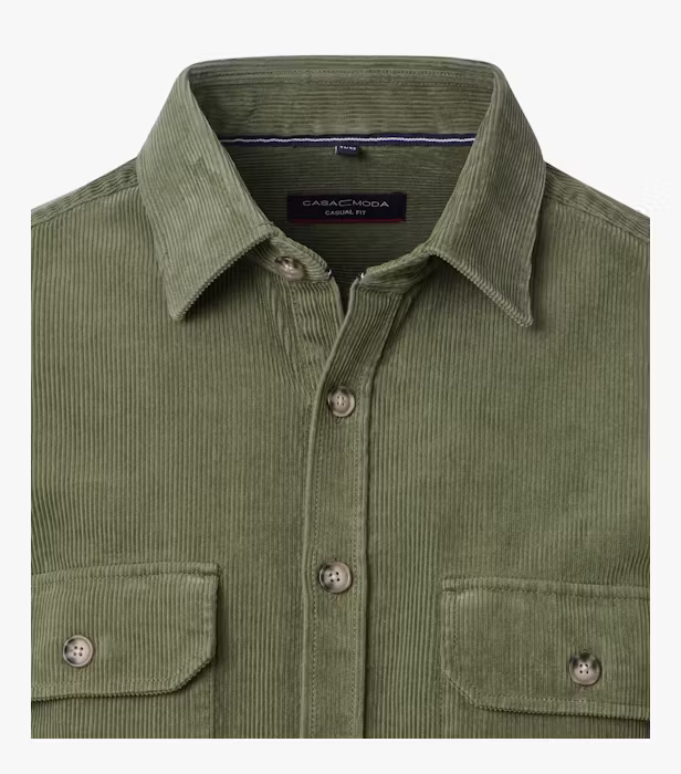Camasa overshirt catifea velur bumbac CASA MODA Casul Fit verde [3]