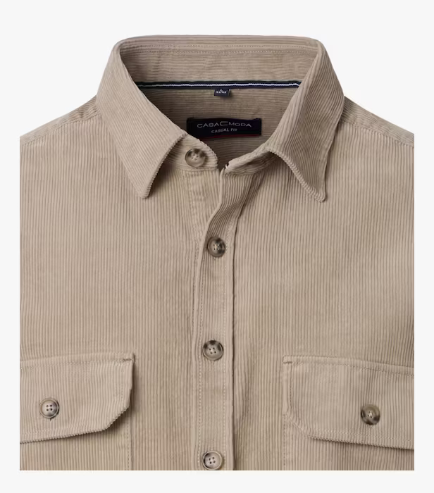 Camasa overshirt catifea velur bumbac CASA MODA Casul Fit bej [3]