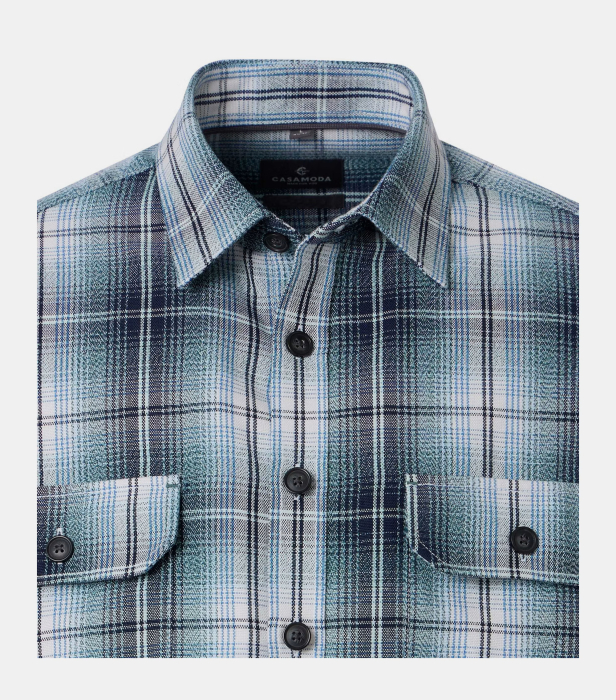 Camasa overshirt bumbac barbati CASA MODA turcoaz carouri [3]