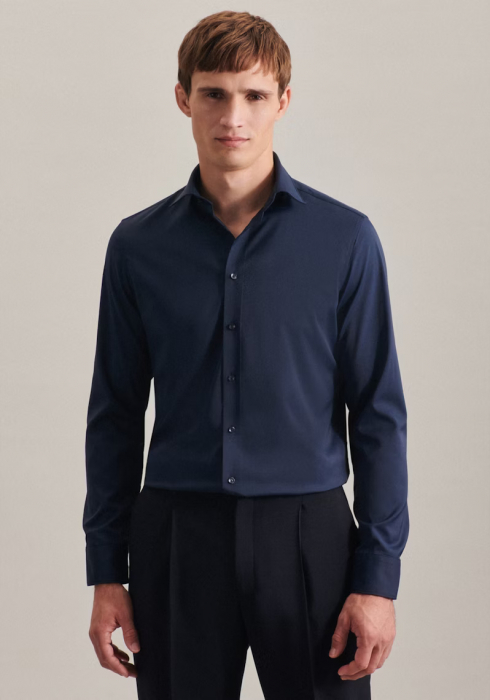 Camasa performance twill barbati SEIDENSTICKER Slim bleumarin [2]