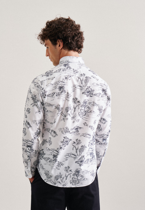 Camasa bumbac barbati SEIDENSTICKER Regular alb print floral [3]