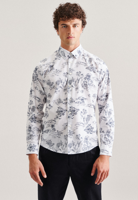 Camasa bumbac barbati SEIDENSTICKER Regular alb print floral [2]
