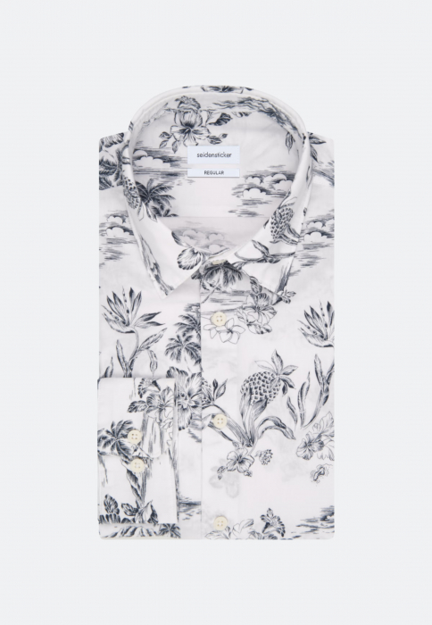 Camasa bumbac barbati SEIDENSTICKER Regular alb print floral [6]