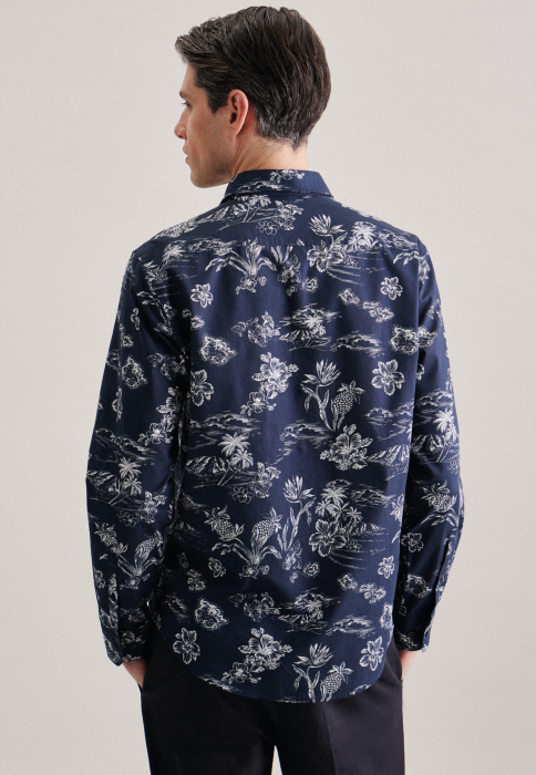 Camasa bumbac barbati SEIDENSTICKER Regular bleumarin print floral [3]