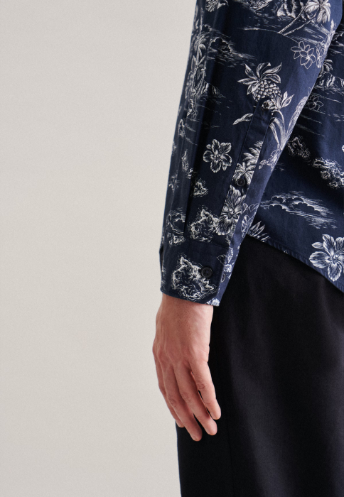 Camasa bumbac barbati SEIDENSTICKER Regular bleumarin print floral [8]