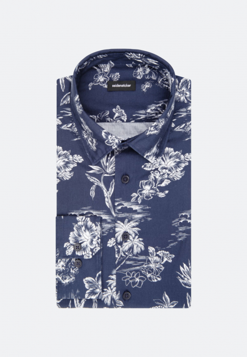 Camasa bumbac barbati SEIDENSTICKER Regular bleumarin print floral [4]