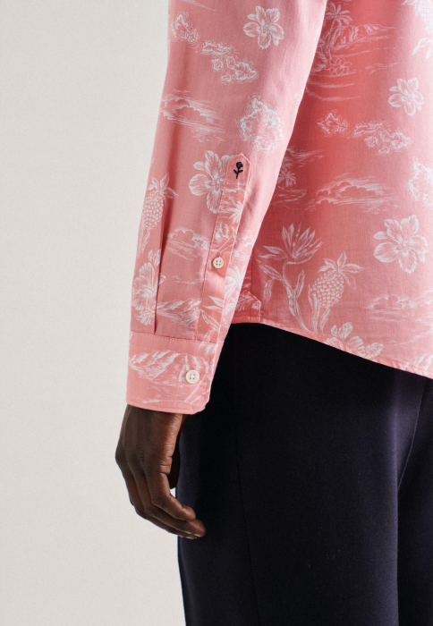 Camasa bumbac barbati SEIDENSTICKER Regular roz print floral [6]