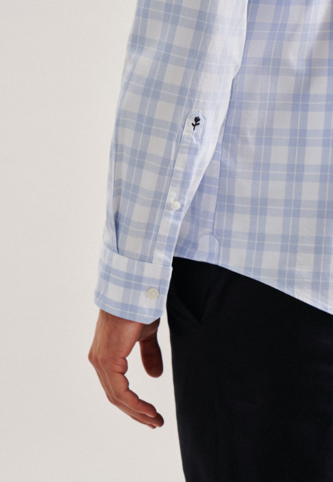 Camasa bumbac twill barbati SEIDENSTICKER Regular bleu carouri [8]