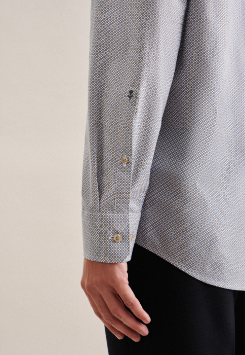 Cămașă business bărbați twill Seidensticker Regular cerculete bej/bleu [4]