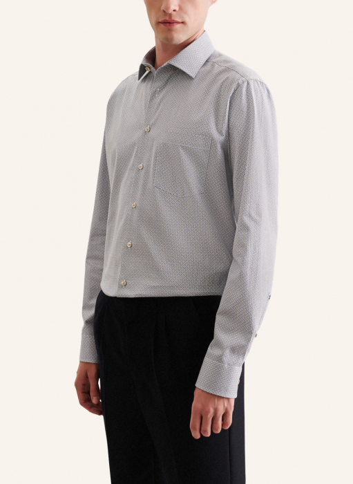 Cămașă business bărbați twill Seidensticker Regular cerculete bej/bleu [2]