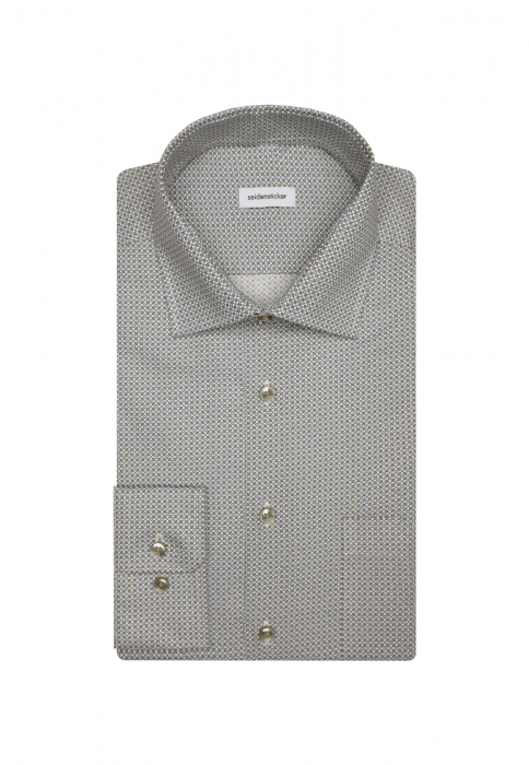 Cămașă business bărbați twill Seidensticker Regular cerculete bej/bleu [6]