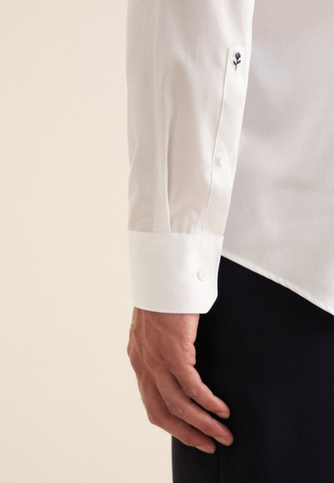 Camasa bumbac satin NON_IRON barbati SEIDENSTICKER Slim Fit alb [6]