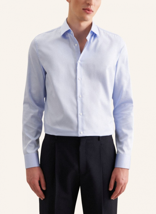 Camasa bumbac satin NON_IRON barbati SEIDENSTICKER Slim Fit bleu [3]