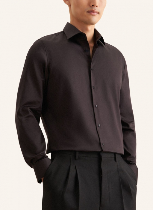Camasa bumbac satin NON_IRON barbati SEIDENSTICKER Slim Fit negru [3]