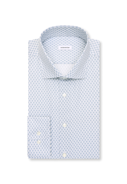 Camasa bumbac barbati SEIDENSTICKER 849867 slim alb print floral turcoaz deschis [4]