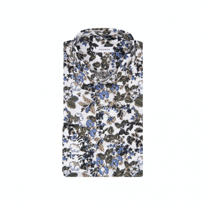 Camasa bumbac barbati SEIDENSTICKER Slim print floral albastru/kaki [5]