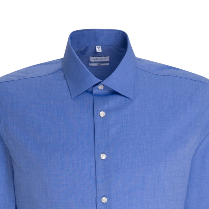 Camasa bumbac fil-a-fil NON-IRON barbati SEIDENSTICKER Slim albastru [4]