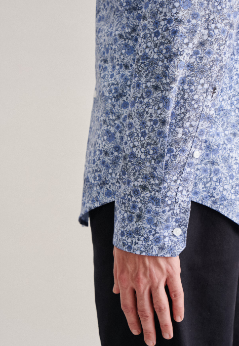 Camasa bumbac structurat barbati SEIDENSTICKER Slim print floral albastru [6]